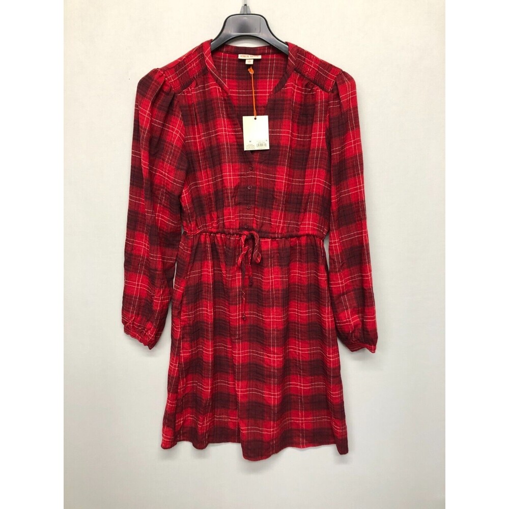 NWT Knox Rose Women Long Sleeve Plaid Dress Size Medium Red B275 -26 - Picture 1 of 16
